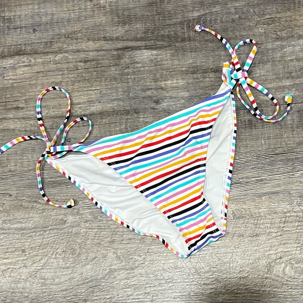 Striped tie side bikini bottoms